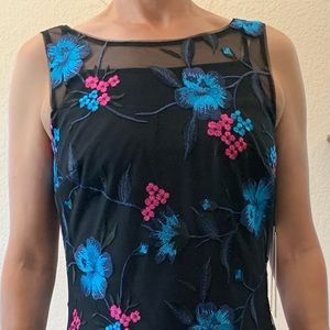 Calvin Klein black and blue, embroidered dress, size 8, new